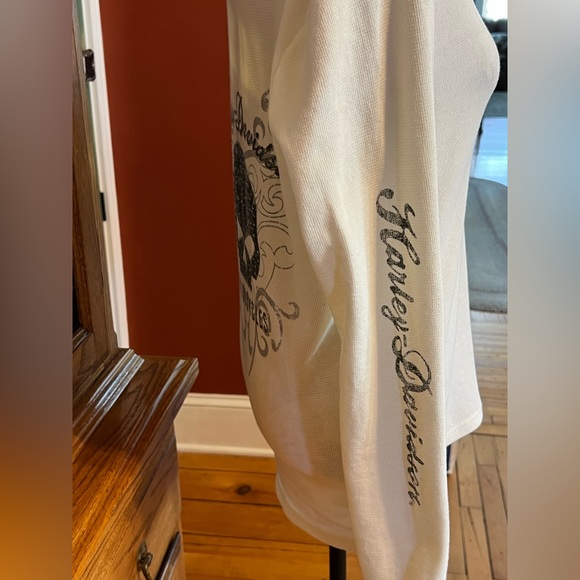 Harley-Davidson® Willie G Skull Ivory Laced Waffle Knit Henley Hoodie -L 💀 - Picture 7 of 14